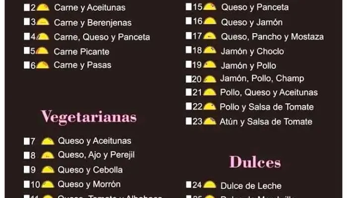 9 Reinas:  Menu - Restaurante de comida rápida