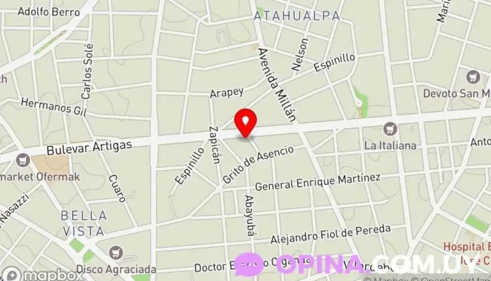 mapa de Academia Merlí Centro educativo en Montevideo