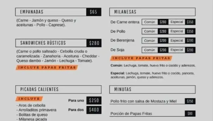 Al Punto:  Menu