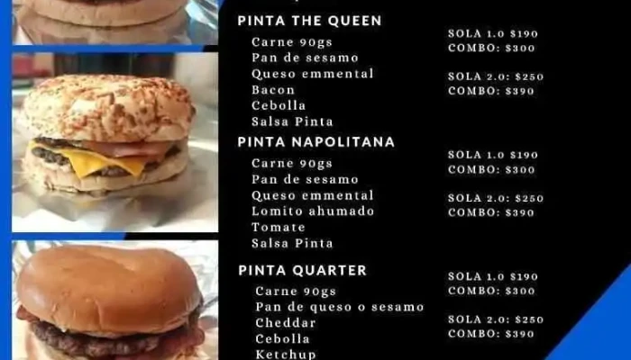 Alta Pinta Burgers Menu