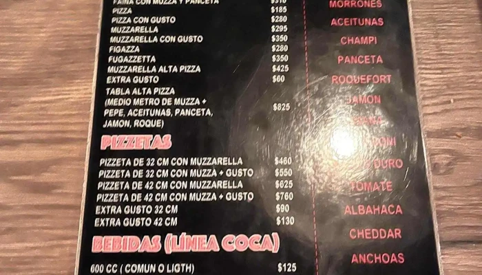 Alta Pizza Malvin:  Menu - Pizzería