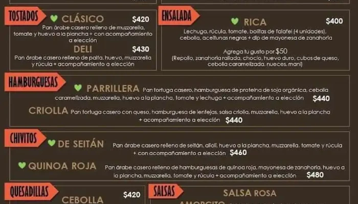 Amorcito Sabores Vegetarianos:  Menu