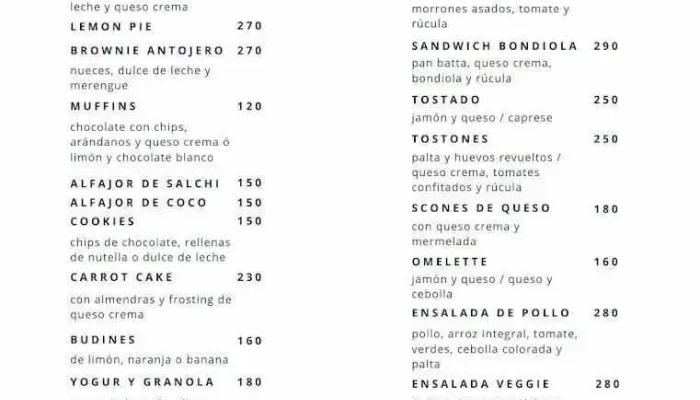 Antojeria Cafe Menu