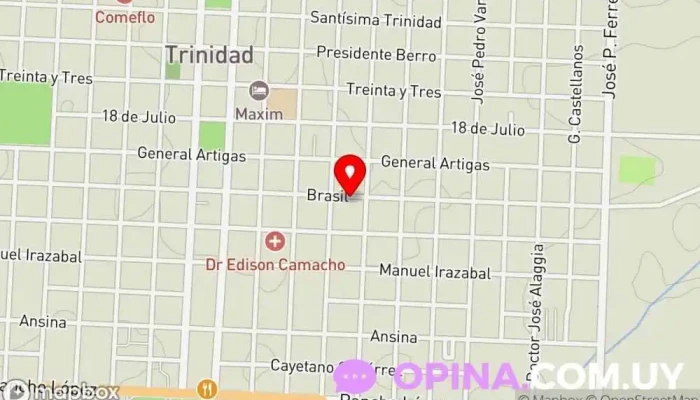 mapa de Asociación de Diabéticos de Flores. Centro de salud comunitario en Trinidad