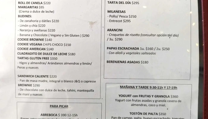 Atipico Menu - Cafetería