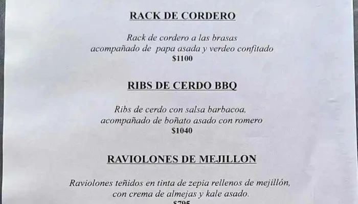 Atlantico:  Menu