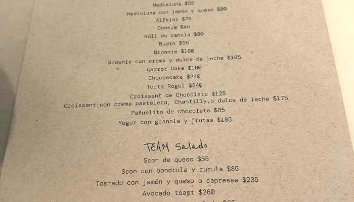 Baldomero Cafe:  Menu - Cafetería