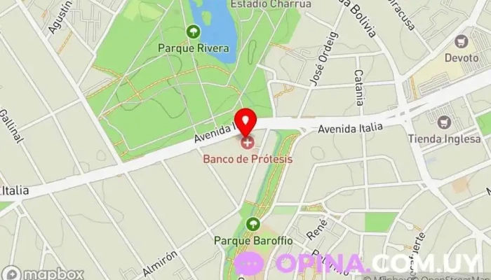 mapa de Banco de Prótesis Clínica ortopédica, Cajeros automáticos en Montevideo
