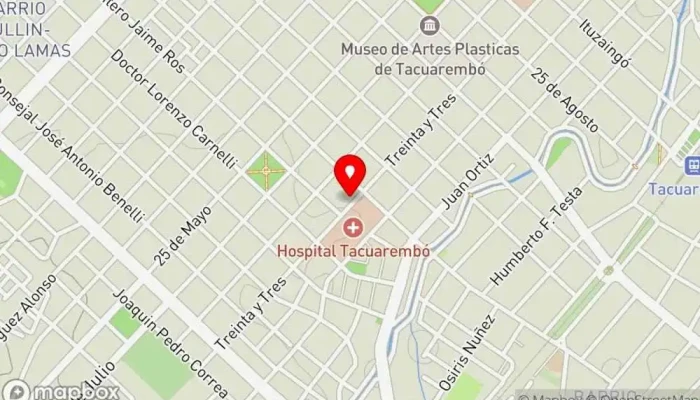 mapa de Bar Hospedaje Tienda de alimentación en Tacuarembó