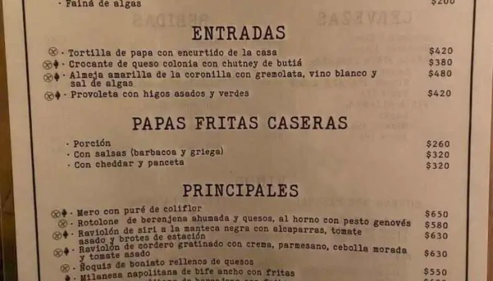 Bar La Onda:  Menu