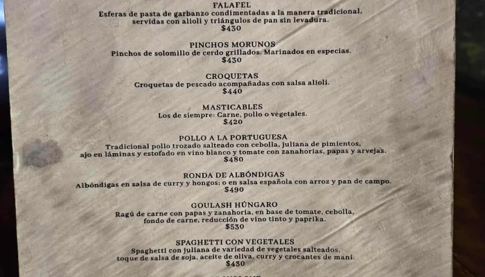 Bar La Ronda:  Menu - Bar