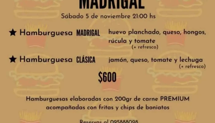 Bar Madrigal:  Menu - Bar