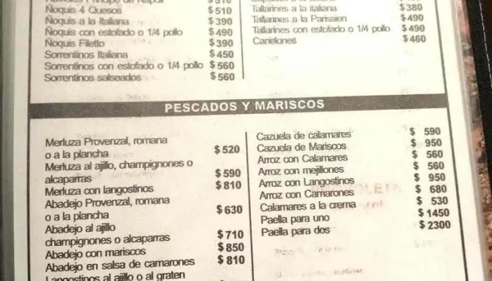 Bar Mendizabal Menu