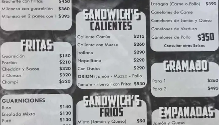 Bar Orion -  Menu - Restaurante