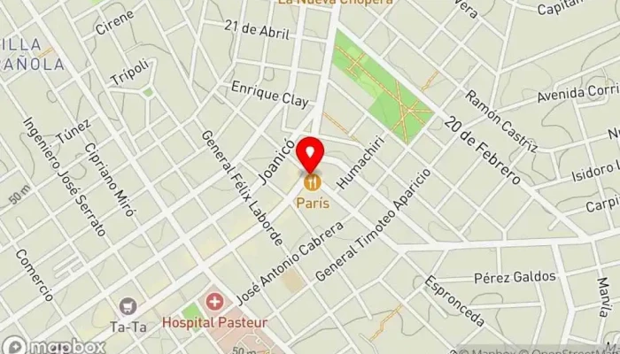 mapa de Bar París Bar en Montevideo