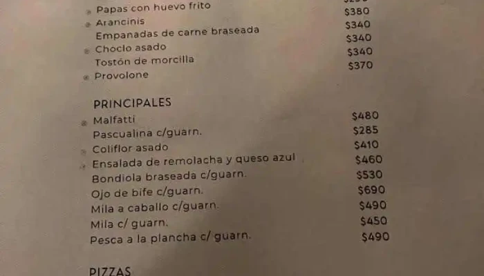 Bar Paysandu Menu