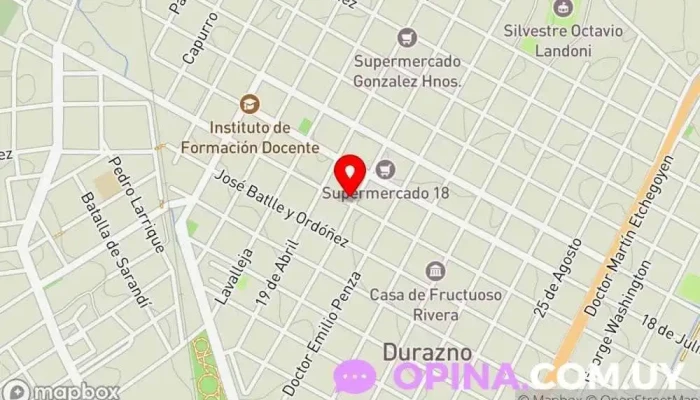 mapa de Bardier & Odriozola srl Mercado ganadero, Centro de negocios, Agentes inmobiliarios en Durazno