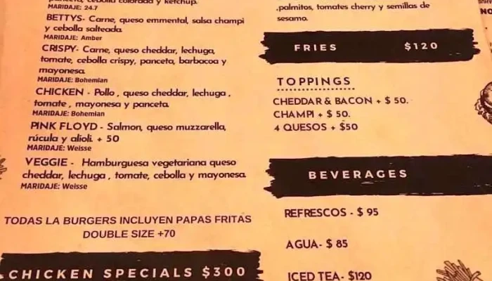 Bettys Menu - Hamburguesería