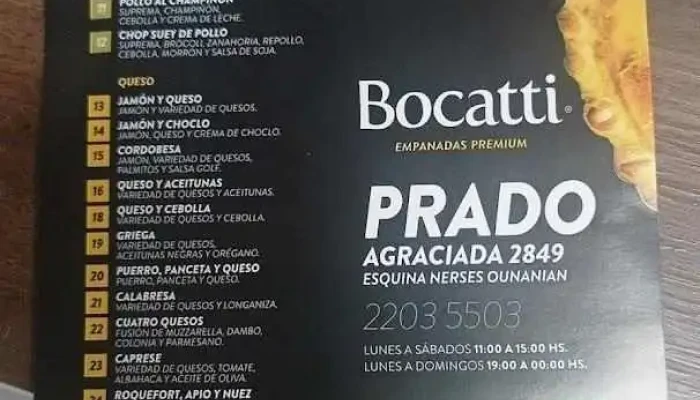 Bocatti Prado:  Menu - Restaurante de comida rápida