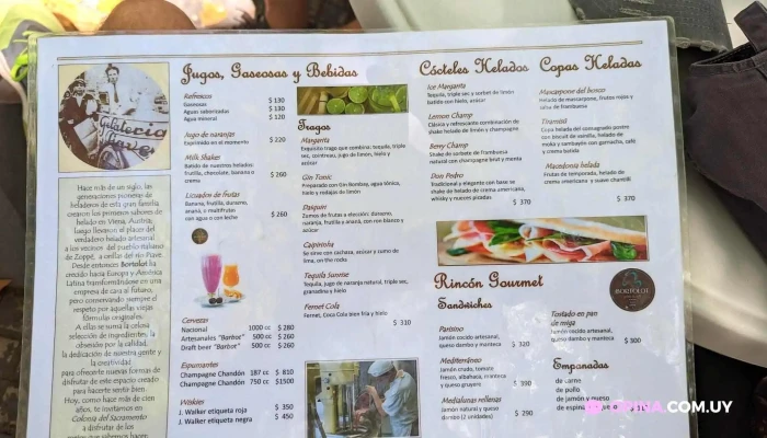 Bortolot Gelato Caffe Menu