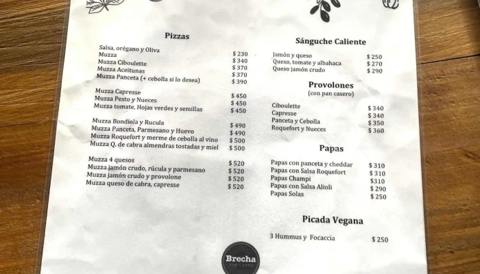 Brecha Bar Y Cafe:  Menu - Bar