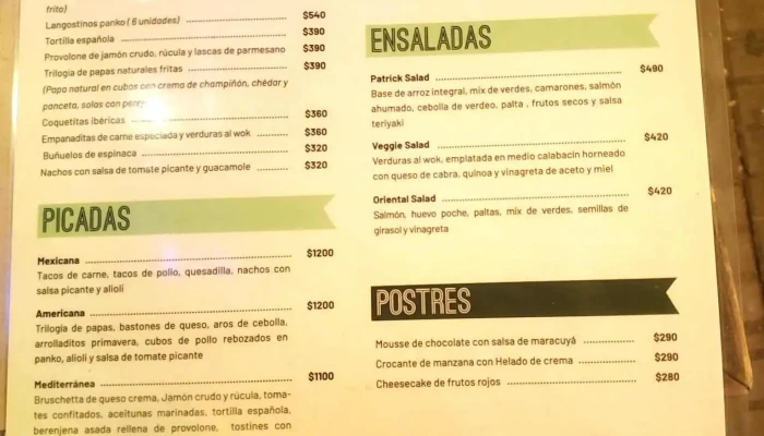 Brickel Irish Pub:  Menu - Pub restaurante