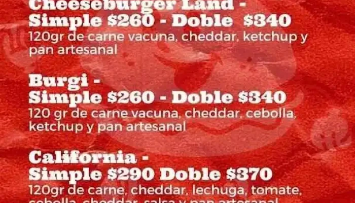 Burger Land -  Menu - Hamburguesería