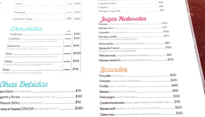 Cafe Del Mercado:  Menu - Cafetería