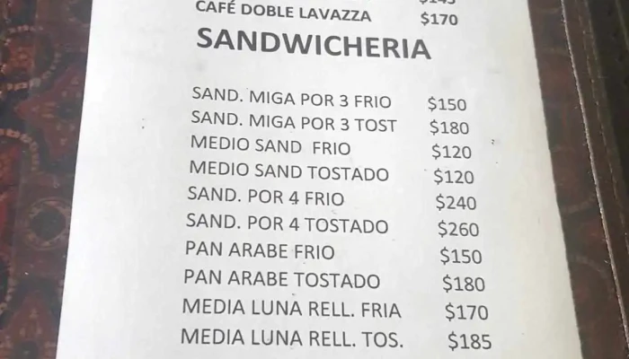 Cafe Del Puerto:  Menu - Restaurante