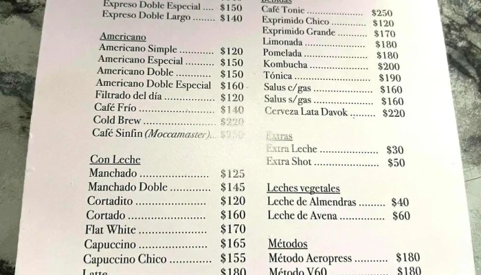 Cafe La Farmacia Menu - Cafetería