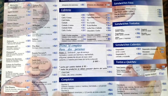 Cafeteria Cakes Menu - Cafetería