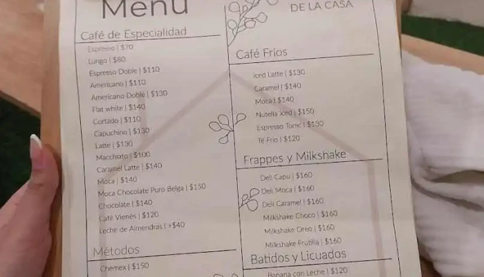 Cafeteria Delicias De La Casa Menu