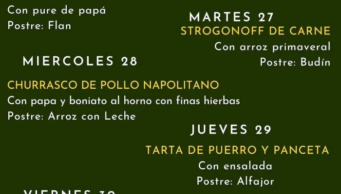 Cafeteria El Parque Menu