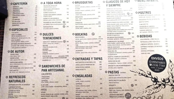 Cafetto Prado:  Menu - Cafetería