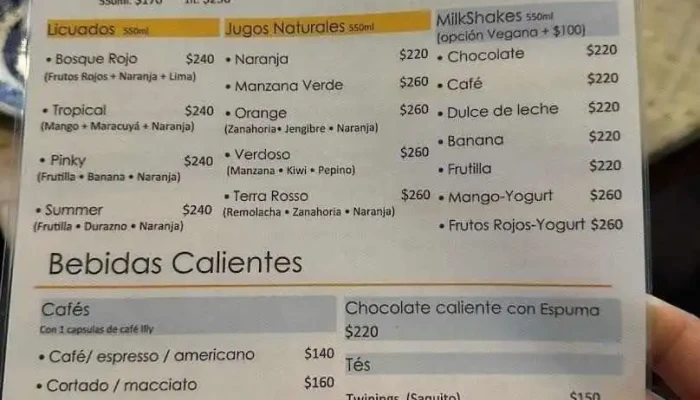 Calma Coco:  Menu