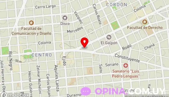 mapa de Canal A+V Cadena de televisión en Montevideo