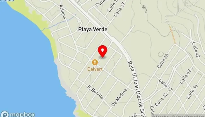 mapa de Capricho's Confitería & Rotisería Restaurante de comida para llevar, Pastelería, Tienda de postres en Playa Verde