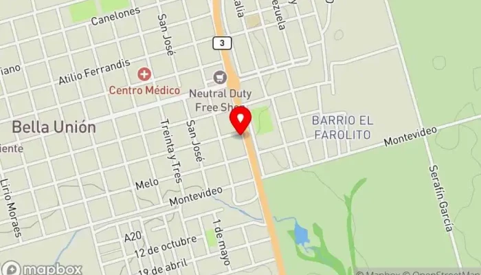 mapa de Carniceria La RUTA Supermercado en Bella Unión