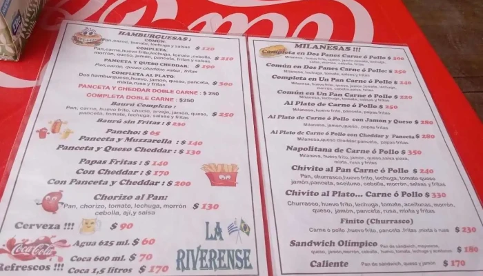 Carrito La Riverense:  Menu