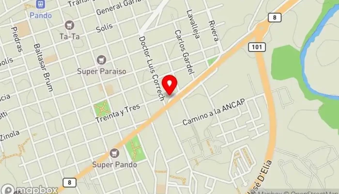 mapa de Centro auxiliar Pando | ASSE Hospital en Pando