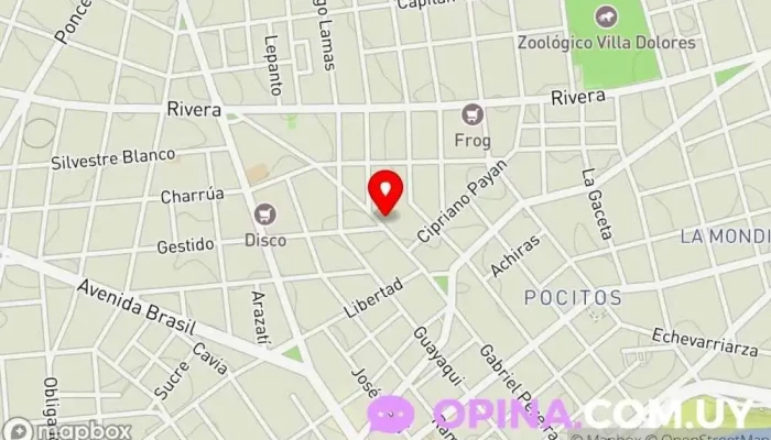 mapa de Centro de Referencia en Salud Mental Comunitaria. DIANOVA Servicio de salud mental en Montevideo