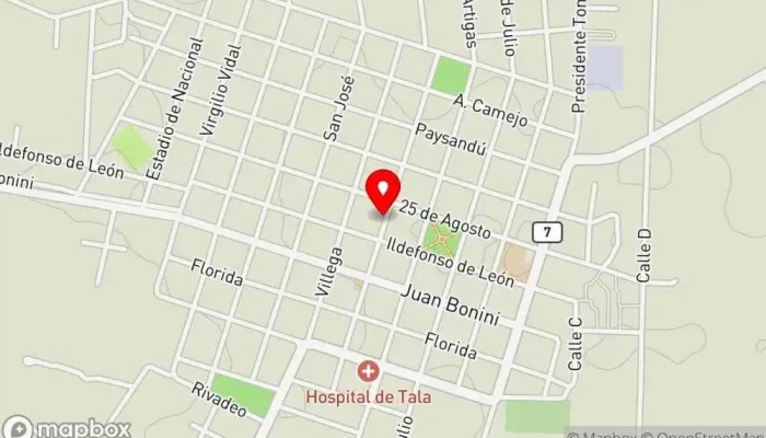 mapa de Centro Social Tala Gimnasio en Tala