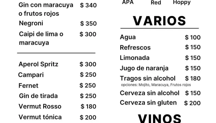 Cerveceria Shelter Menu - Restaurante