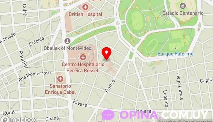 mapa de CETAO Clínica de oftalmología, Médico en Montevideo