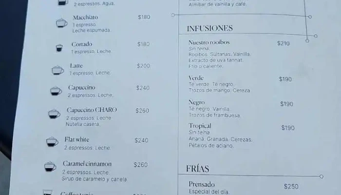 Charo:  Menu