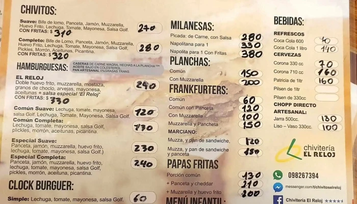 Chiviteria El Reloj Menu - Restaurante