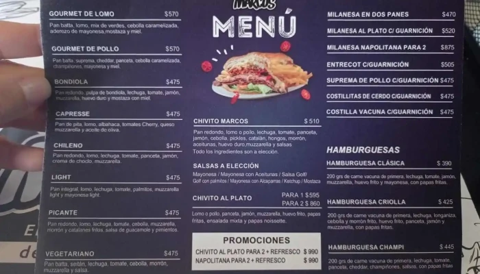 Chiviteria Marcos:  Menu - Restaurante de comida rápida