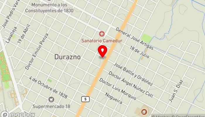 mapa de Chocofactory + DulcePasionPatisserie Cafetería en Durazno