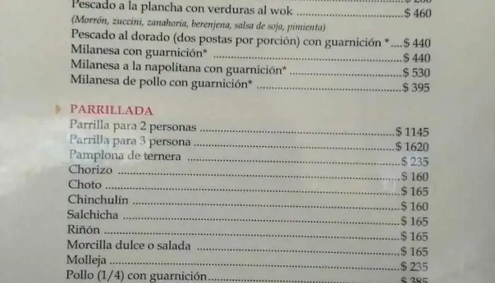 Churrasqueria Pajarito Menu - Restaurante