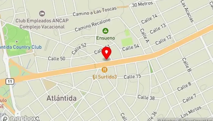 mapa de Cinco Lunas Panadería, Pastelería, Cafetería en Atlántida